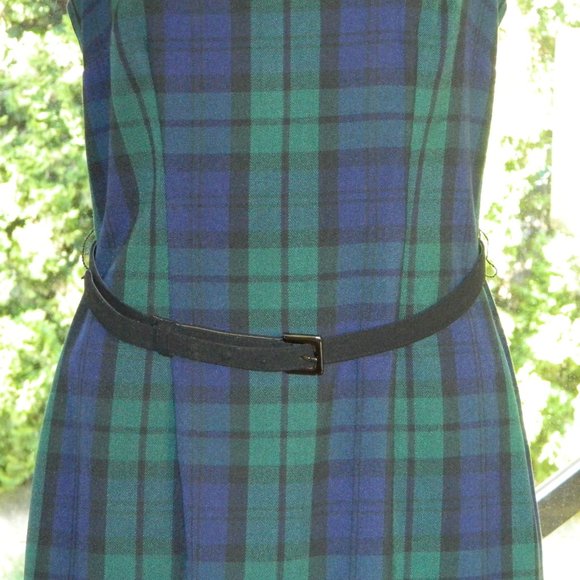 2 for/$30 JACOB Tartan Crew Neck Green Blue Sheath Dress Size 10 - Picture 3 of 7
